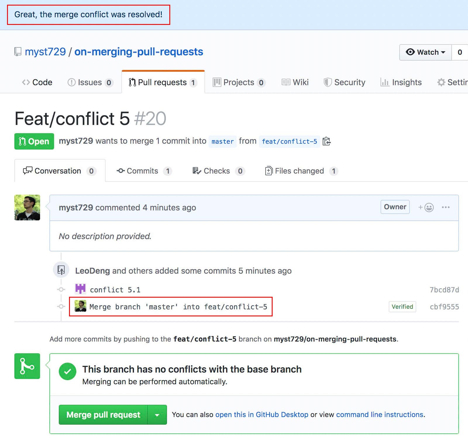 github desktop resolve conflicts